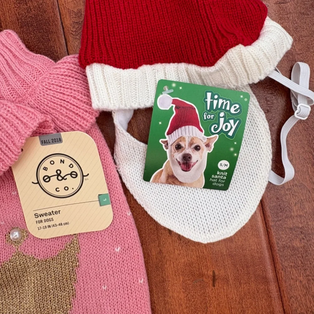 NWT Dogs Drama Queen Sweater & Knit Santa Hat‎ Bond & Co.